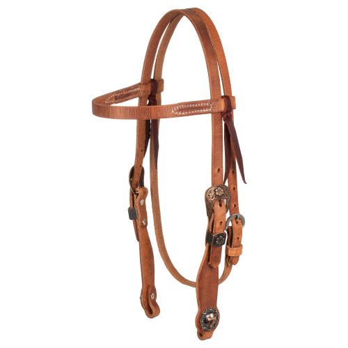 Copper Floral Buckle With Cross Concho Western Bridle
