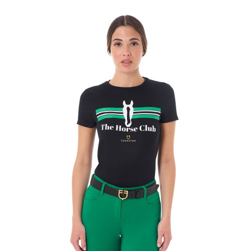 Women's Stripe Equestro Horse Club Cotton T-shirt