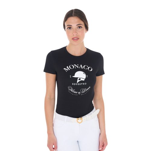 T-shirt donna Monaco in cotone con strass