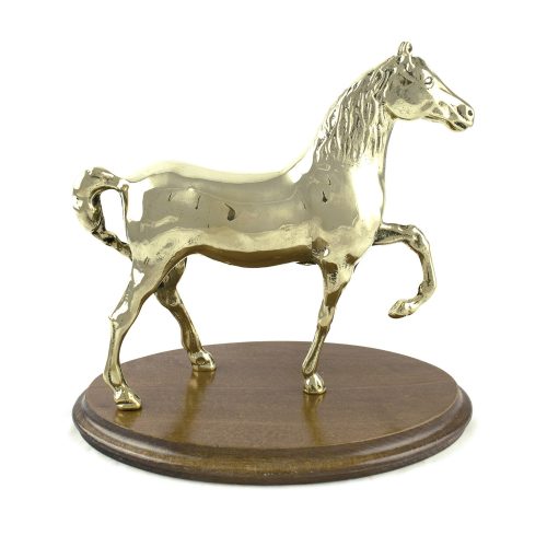 Trofeo Cavallo Ottone Base Legno