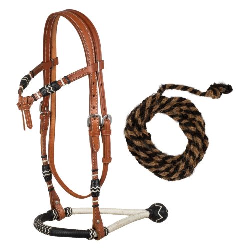 Bicolor Bosal Set With Horsehair Mecate Reins