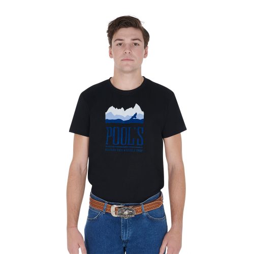 T-shirt uomo in cotone con stampa paesaggio montuoso