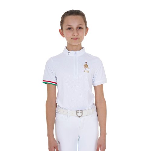 Girl's Competition Polo Zip Ss Flag  Equestroxfise
