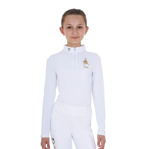 Girl's Competition Polo Zip Ls Flag  Equestroxfise