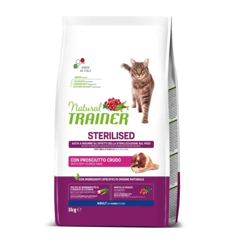 Natural trainer sterilizzato gatto prosciutto crudo e fibra di pisello