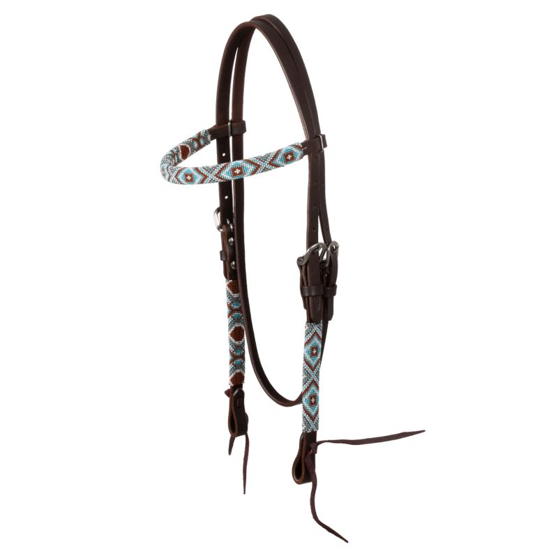 Diamonds Beaded Oiled Western Bridle
